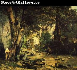 Gustave Courbet A Thicket of Deer at the Stream of Plaisir-Fontaine